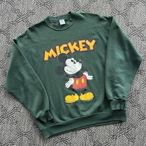 Vintage Mickey Mouse Sweater Size XL Green Disney 90s Velva Sheen Cartoon